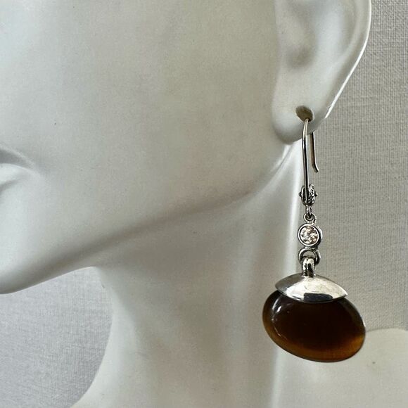 Monet Brown Glass Dangle Earrings - Picture 1 of 8